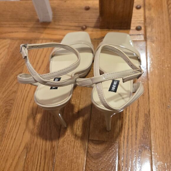 Nine West Patent Leather Cream Strappy Heels - Picture 6 of 9
